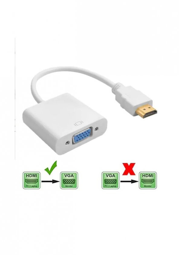 Hdmi To Vga Kablo Çevirici Dönüştürücü Görüntü Altın Uçlu Full HD ürün görseli 1