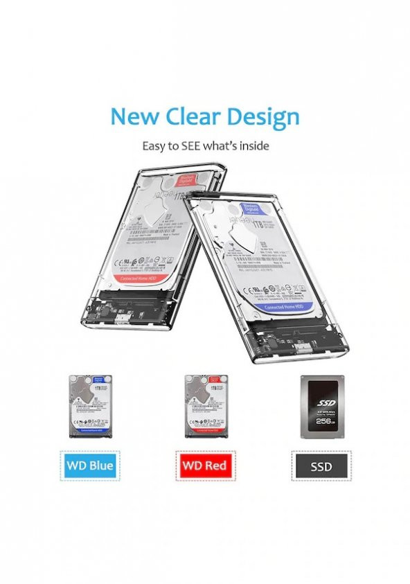 2.5 İnç Sata Usb 3.0 Harddisk Kutusu - Şeffaf - Micro Usb - Resim 4