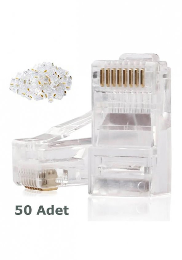 Rj45 Cat6 Altın Uçlu Jack Konnektör 50 Adet ürün görseli 1