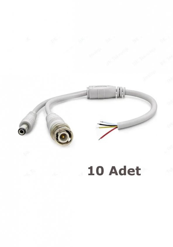 Hazır Kablolu Bnc Konnektör Dc Power Jack Cctv Y Kablo 10 Adet ürün görseli 1