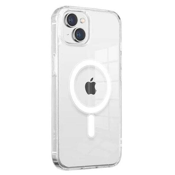 Zore Apple ile uyumlu iPhone 13 Mini Kılıf M-safe Şarj Özellikli Şeffaf Sert PC Embos Kapak ürün görseli 1