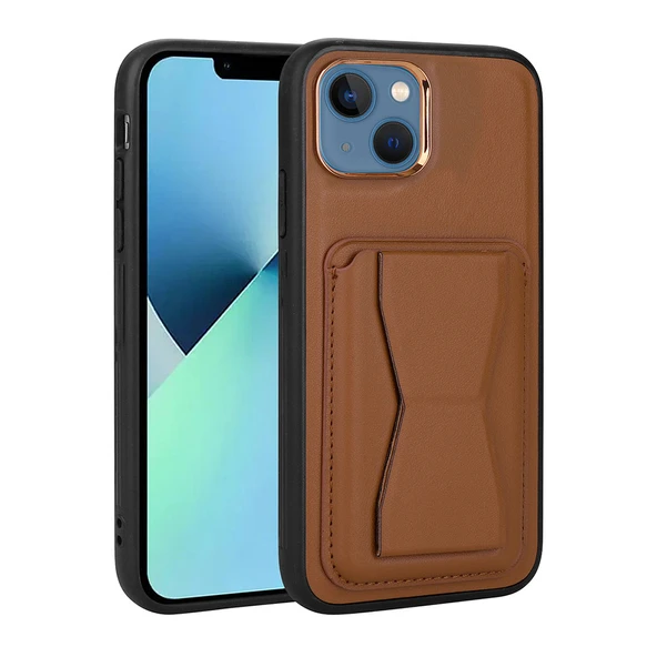 Zore Apple ile uyumlu iPhone 13 Kılıf Kartlıklı Standlı ​Pu Deri Memo Kapak ürün görseli 1