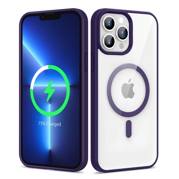 Zore Apple ile uyumlu iPhone 13 Pro Kılıf M-safe Wireless Şarj Özellikli Silikon Ege Kapak ürün görseli 1