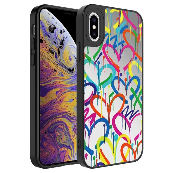 Zore Apple ile uyumlu iPhone XS 5.8 Kılıf Aynalı Desenli Kamera Korumalı Parlak Mirror Kapak ürün görseli 1