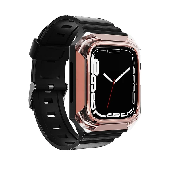 Zore Apple ile uyumlu Watch 44mm KRD-88 Sert PC Kasa Koruyuculu Silikon Kordon ürün görseli 1