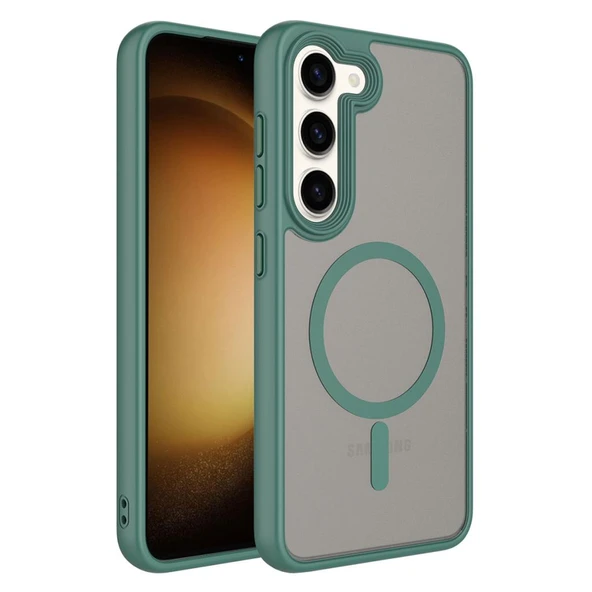 Zore Galaxy ile uyumlu S23 Kılıf Mat Arka Yüzey Wireless Şarj Özellikli Flet M-safe Kapak ürün görseli 1
