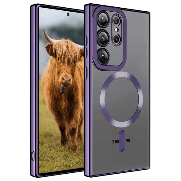 Zore Galaxy ile uyumlu S23 Ultra Kılıf M-safe Wireless Şarj Özellikli Setro Silikon ürün görseli 1