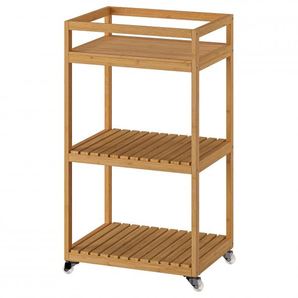Bambu Servis Arabası 42x33x76 cm MeridyenDukkan Banyo Düzenleyici-Raf Ünitesi Tekerlekli ürün görseli 1