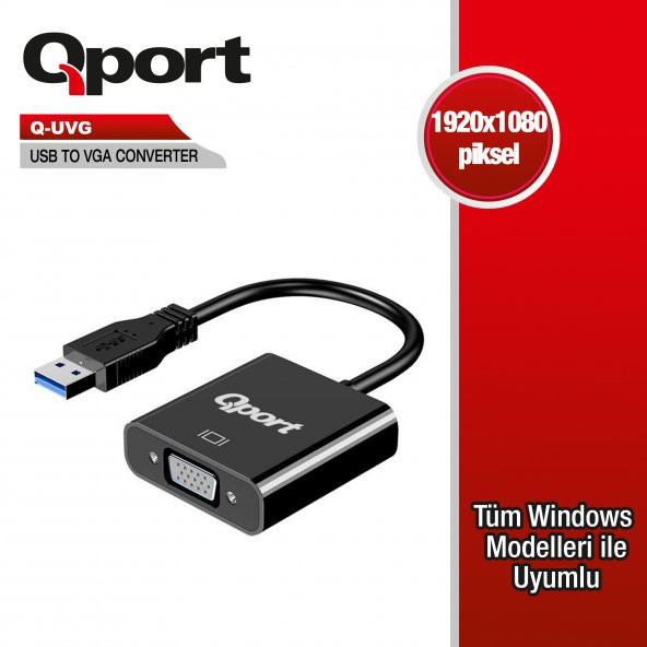QPORT Q-UVG USB 3.0 TO VGA CEVIRICI ürün görseli 1