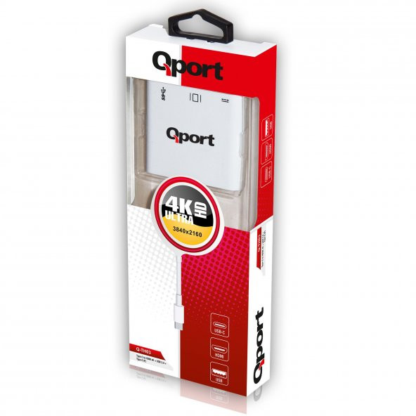FLAXES Q-TH03 TYPE-C TO HDMI 4K 3840"2160 +USB 3.0+TYPE-C F 4K ÇEVIRICI CONVERTER ürün görseli 1