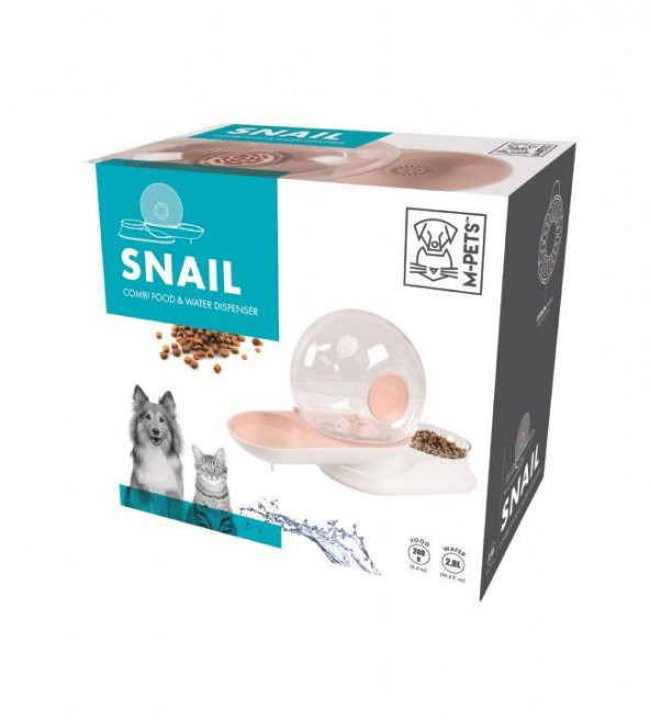 60501699 M-PETS SNAIL HAZNELİ SU ve MAMA KABI PİNK 2800ML-240GR ürün görseli 1