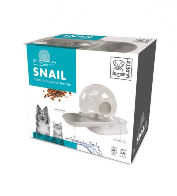 60500699 M-PETS SNAIL HAZNELİ SU ve MAMA KABI WHİTE 2800ML-240GR ürün görseli 1