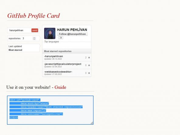 GitHub Profile Card - Resim 2