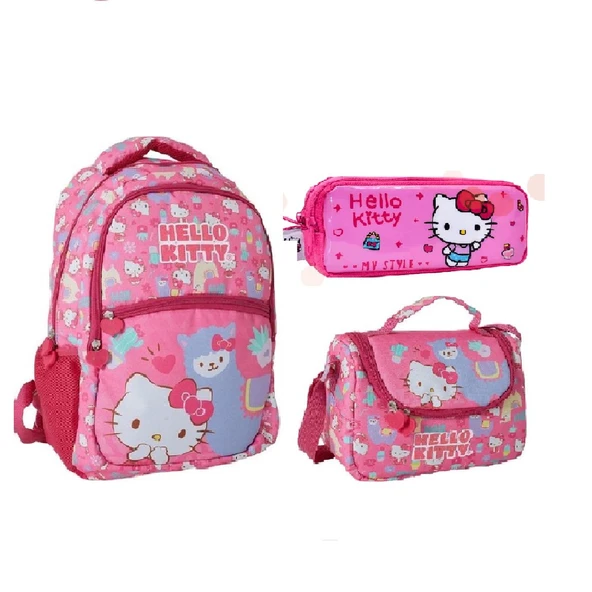 Hello Kitty Beslenme Okul Çantası Kalemlik Seti ürün görseli 1