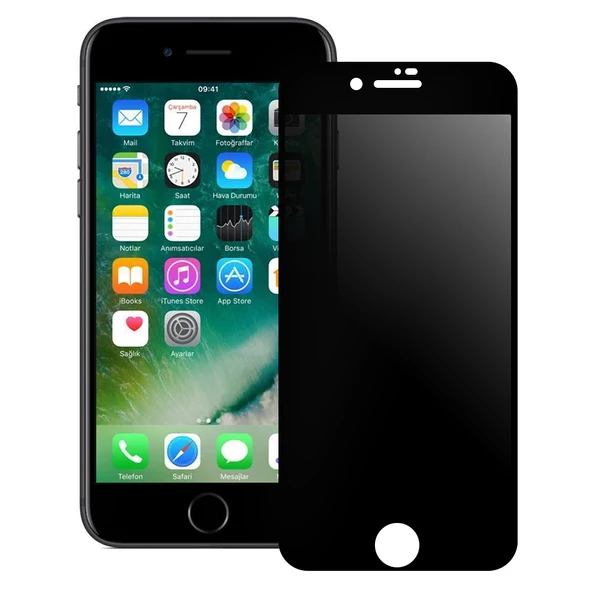 Bufalo iPhone 7 / iPhone 8 ESD Anti Static Hayalet Privacy Cam Ekran Koruyucu Siyah ürün görseli 1