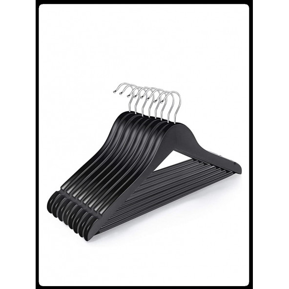 Ahşap Askı, 44 cm Siyah Renk / 5 Adet - Resim 4