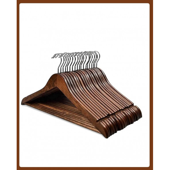 Ahşap Askı, 44 cm Ceviz Renk / 5 Adet ürün görseli 1