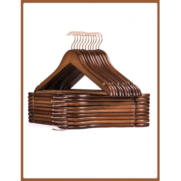 Ahşap Askı, 44 cm Ceviz Renk / 5 Adet - Resim 2