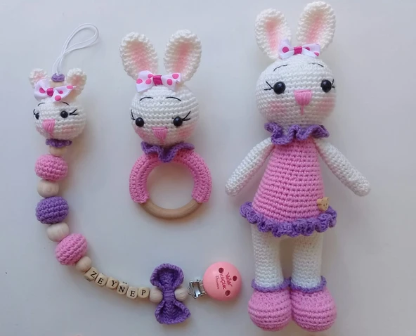 Nolly Tavşan Takım Amigurumi Organik Oyuncak ürün görseli 1