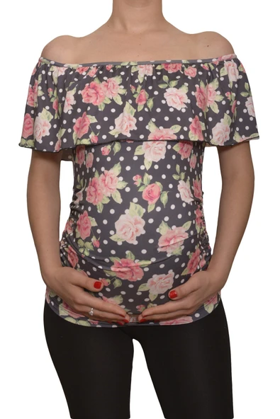 LuvmaBelly  Maternity 2511 Kayık Yaka Hamile Bluzu ürün görseli 1