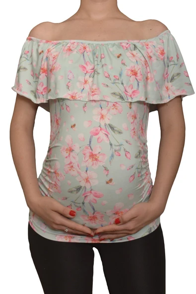 LuvmaBelly  Maternity 2514 Kayık Yaka Hamile Bluzu ürün görseli 1