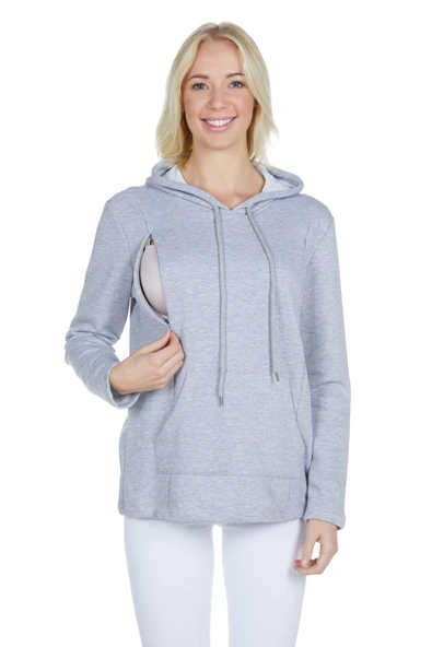 LuvmaBelly 4506 Pamuklu yandan fermuarlı Lohusa Emzirme Sweatshirt ürün görseli 1