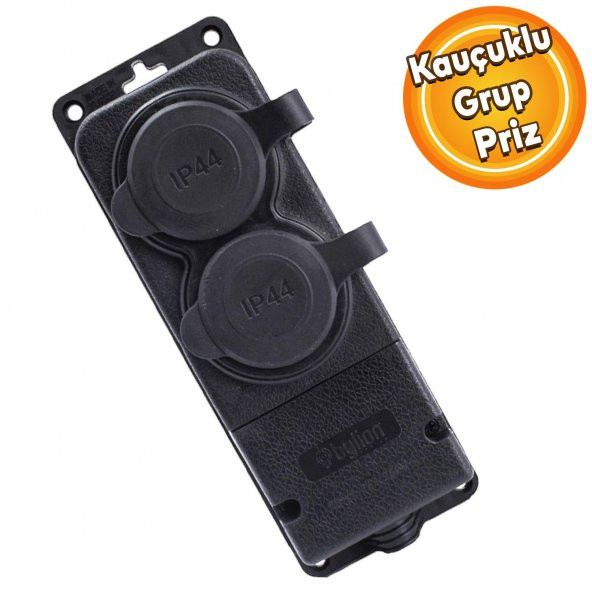 Sağlam Monofaze Kauçuklu Kablo Bahçe Çoğaltıcı Dış Mekan Korunaklı Priz Kapaklı Siyah Grup 2li ürün görseli 1