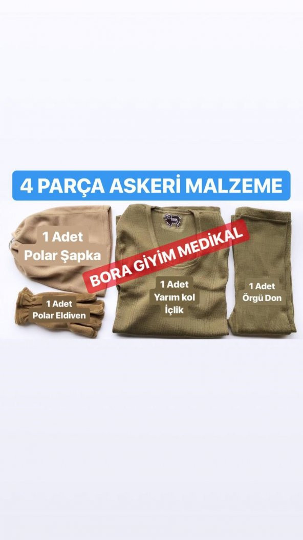 Asker Örgü İçlik Takım Polar Eldiven Polar Boyunluk 4 Adet ürün görseli 1
