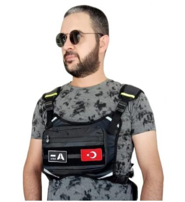 BİKE SKY  MOTOBROS Motorcu Göğüs Çantası Reflektörlü Su Geçirmez Kan Grubu A- ürün görseli 1
