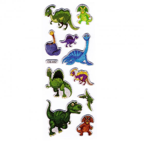 Sticker Kabartmalı Stiker Defter, Planlayıcı Etiket Dinazor Dinozor (cb482) 16x7 cm ürün görseli 1