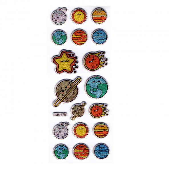 Sticker Kabartmalı Stiker Defter, Planlayıcı Etiket Gezegenler (cb470) 16x7 cm ürün görseli 1