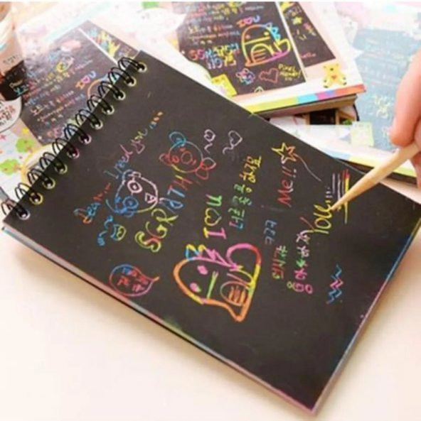 Limmy Sihirli Defter (Siyah 10 Yapraklı) A6 Kazımalı Defter - 1 Adet ürün görseli 1