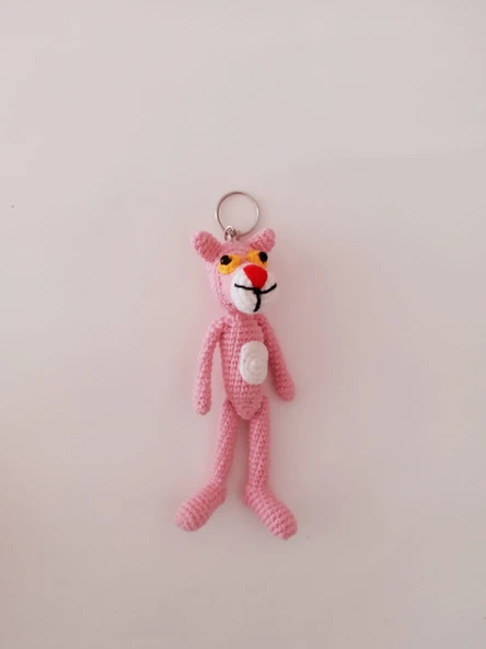 Pembe Panter Amigurumi Organik Anahtarlık Oyuncak ürün görseli 1