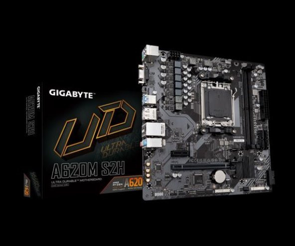 GIGABYTE A620M-S2H 6400MHz OC DDR5 AM5 M.2 HDMI DisplayPort MicroATX Anakart A620M-S2H ürün görseli 1