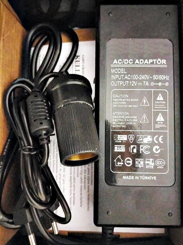 Çakmak Adaptörü Araç Çakmaklık Çevirici Oto buzdolabı Ev Tipi Çevirici 84W/7A/12V(Açıklamayı okumadan ürünü almayınız) ürün görseli 1