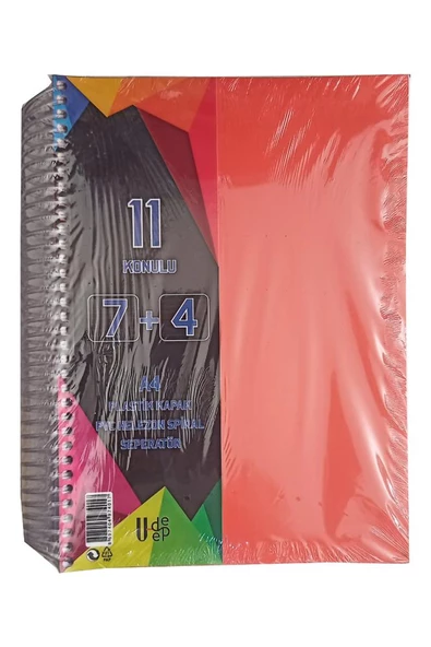 7+4 Ayraçlı Defter 11 Konulu 225 Yaprak 1 Adet 7 Kareli 4 Çizgili Spralli Plastik Kapak Seperatörlü ürün görseli 1