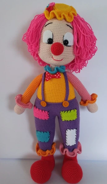 Yamalı Şirin Palyaço Amigurumi Organik Oyuncak ürün görseli 1