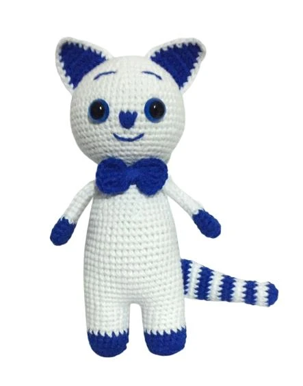 Mavi Beyaz Çöl Tilkisi Amigurumi Organik Oyuncak ürün görseli 1