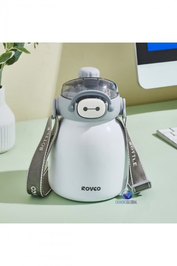 Çocuk Boyun Askılı 1000 Ml Pipetli Paslanmaz Çelik Termos ürün görseli 1