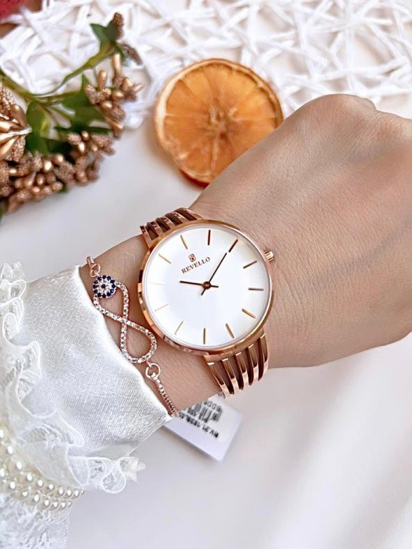 RVL-1851-F Revello Elite Model Bronz/Rose Özel Renk 30 Mt Su Geçirmez+Bileklik Lady Wristwatch ürün görseli 1
