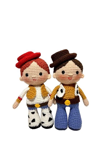Maskot Toy Story Woody ve Jessie Amigurumi Organik Oyuncak ürün görseli 1