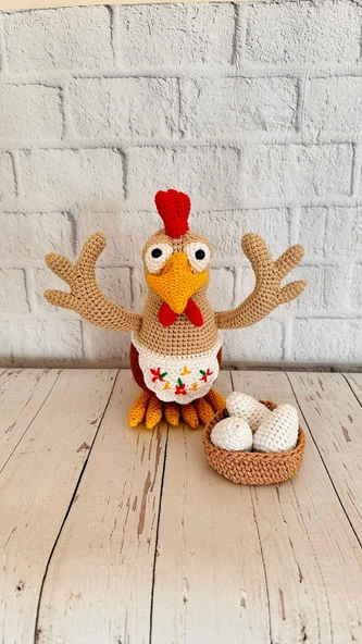 Yumurtacı Tavuk Amigurumi Organik Oyuncak - Resim 2