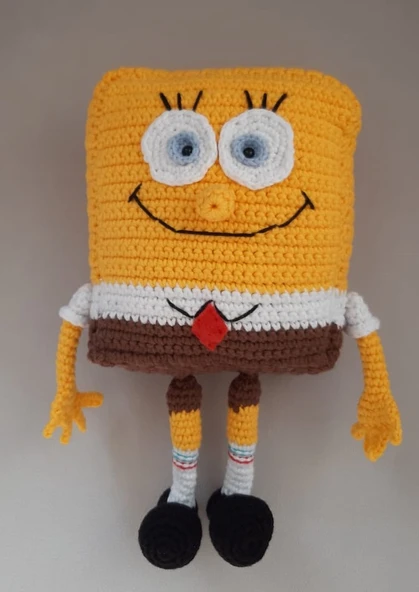 Sünger Bob Uyku Arkadaşı Amigurumi Organik Oyuncak ürün görseli 1
