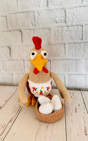 Yumurtacı Tavuk Amigurumi Organik Oyuncak ürün görseli 1