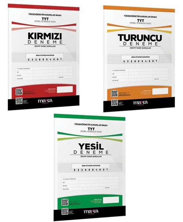 TYT Kırmızı Turuncu Yeşil 3 lü Deneme Seti Marka Yayınları ürün görseli 1