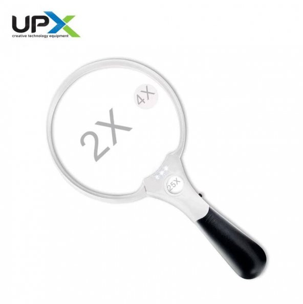 Upx 605B Led Işıklı El Tipi Büyüteç (3x 4,5x 25x Diopter) ürün görseli 1