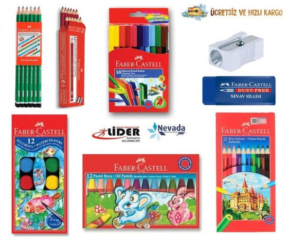 FABER CASTELL KURU SULU PASTEL KEÇELİ 12 RENK 8 PARÇA OKUL BOYA ürün görseli 1
