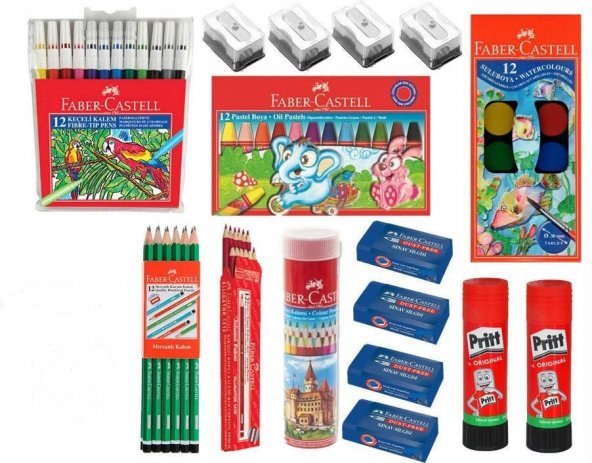 FABER CASTELL OKUL - KIRTASİYE 16 PARÇA MEGA SET ürün görseli 1