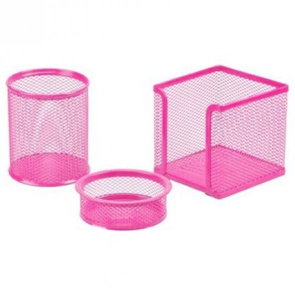 3 LÜ METAL KALEMLİK SETİ PERFORE PEMBE ürün görseli 1