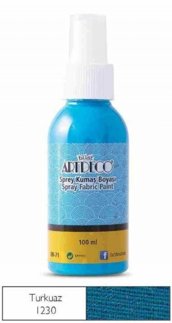 ARTDECO SPREY KUMAŞ BOYASI TURKUAZ 1230 100 ML ÜCRETSİZ KARGO ürün görseli 1